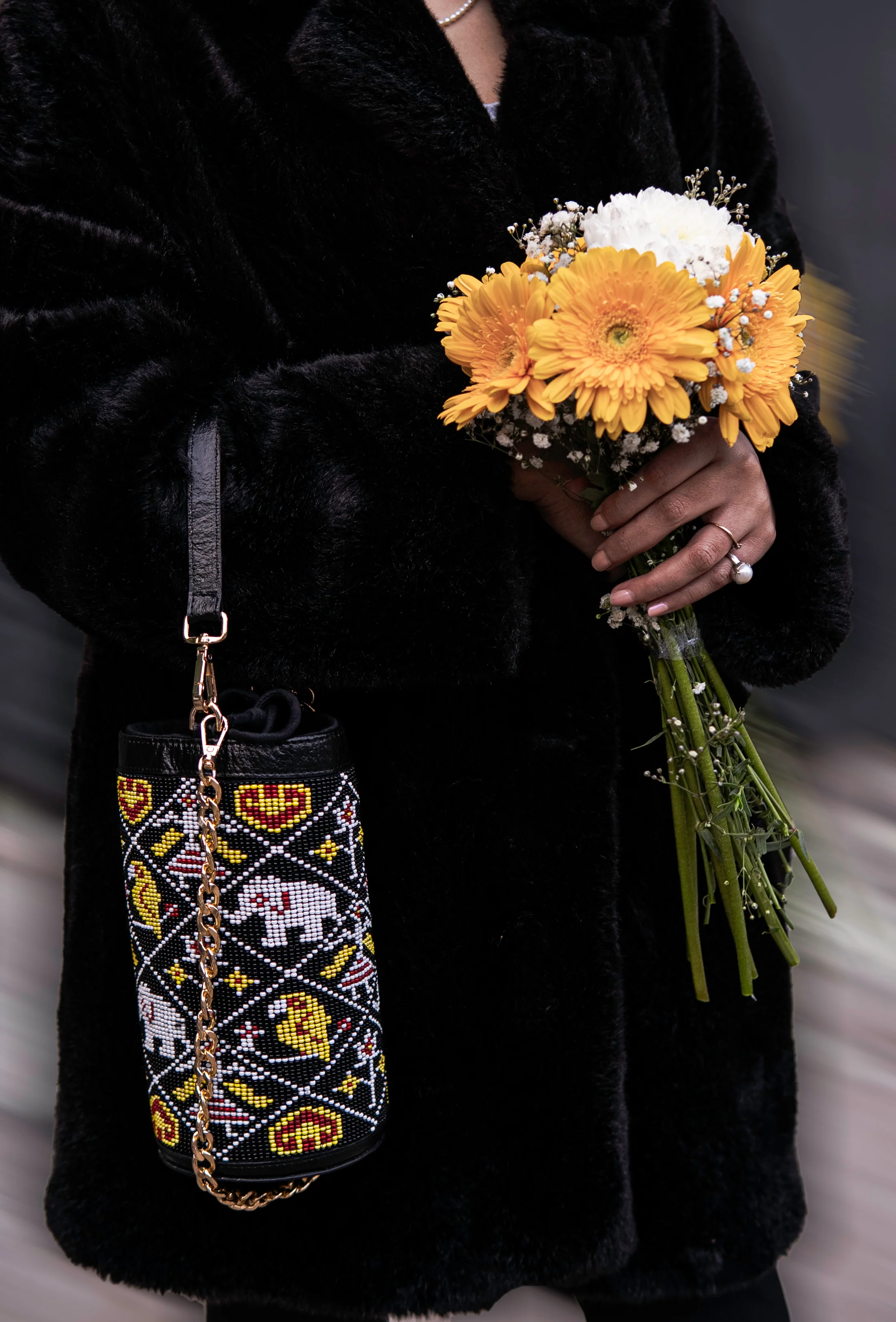 Amara Patola Bucket Bag - Black - Image 4