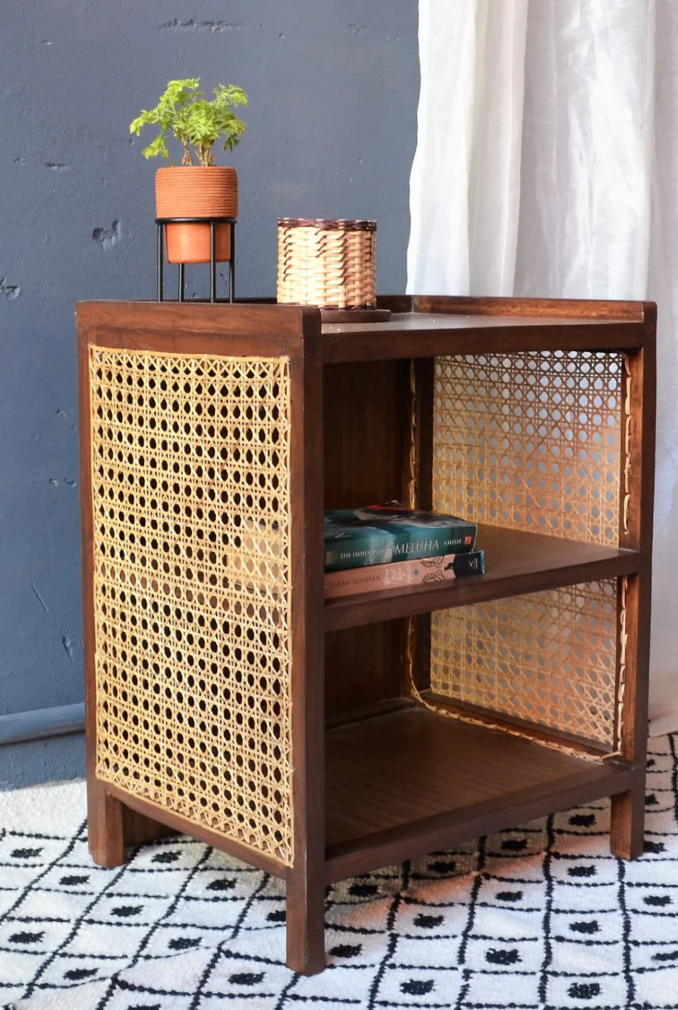 Asbury Brown Cane Side Table - Image 7