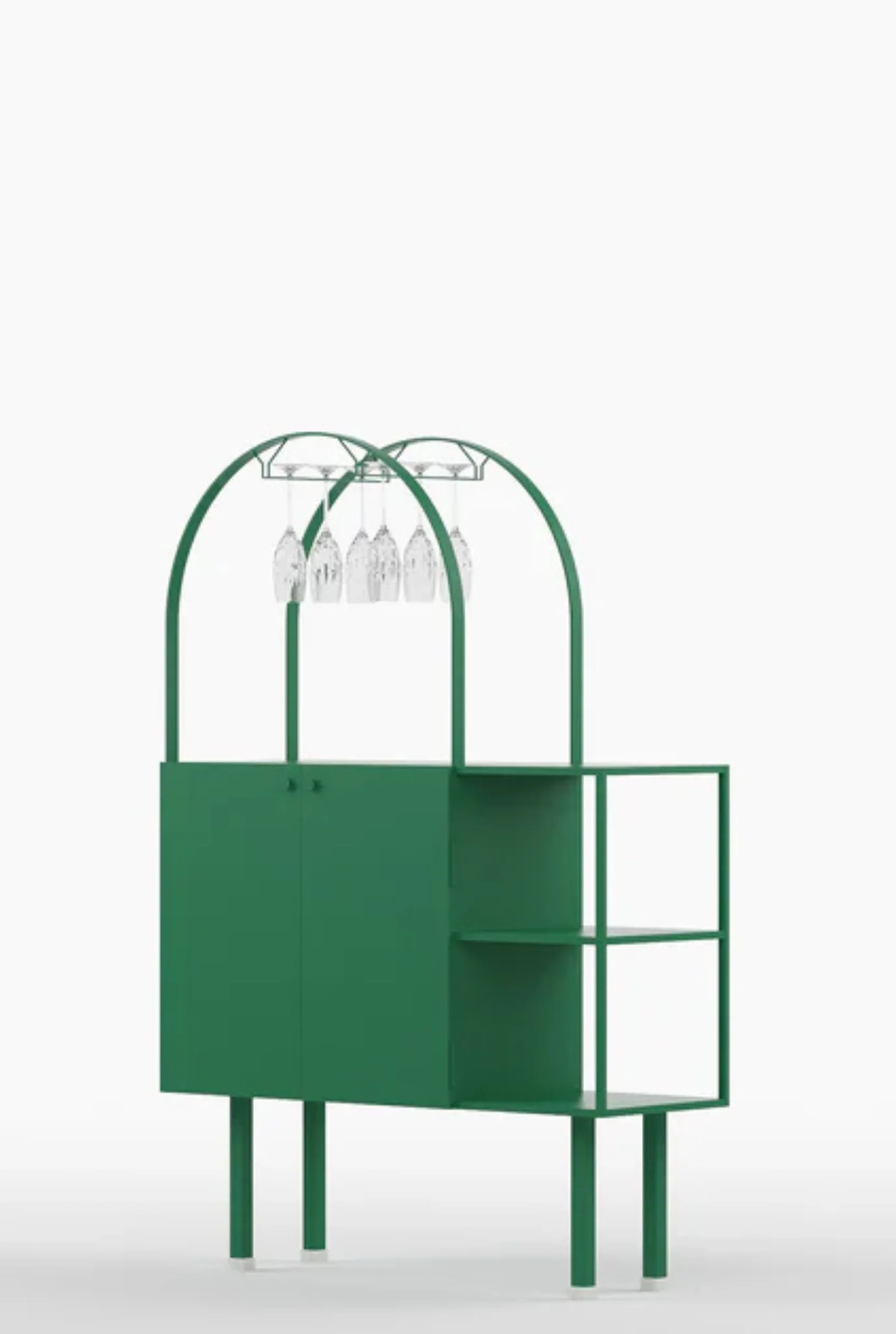 Curio Modern Minimalist Metal Bar Cabinet in Emerald Green Colour - Image 3