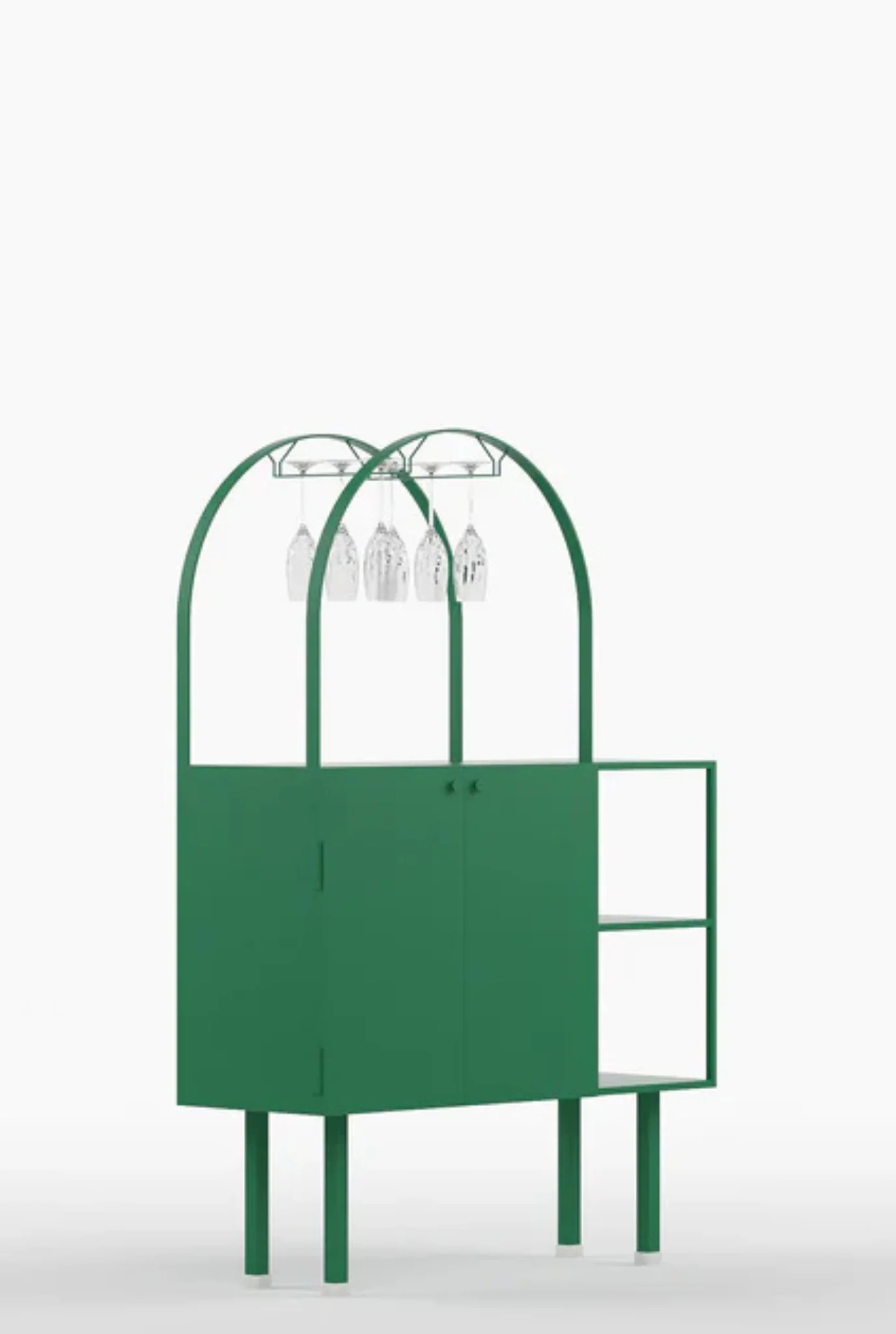 Curio Modern Minimalist Metal Bar Cabinet in Emerald Green Colour - Image 4