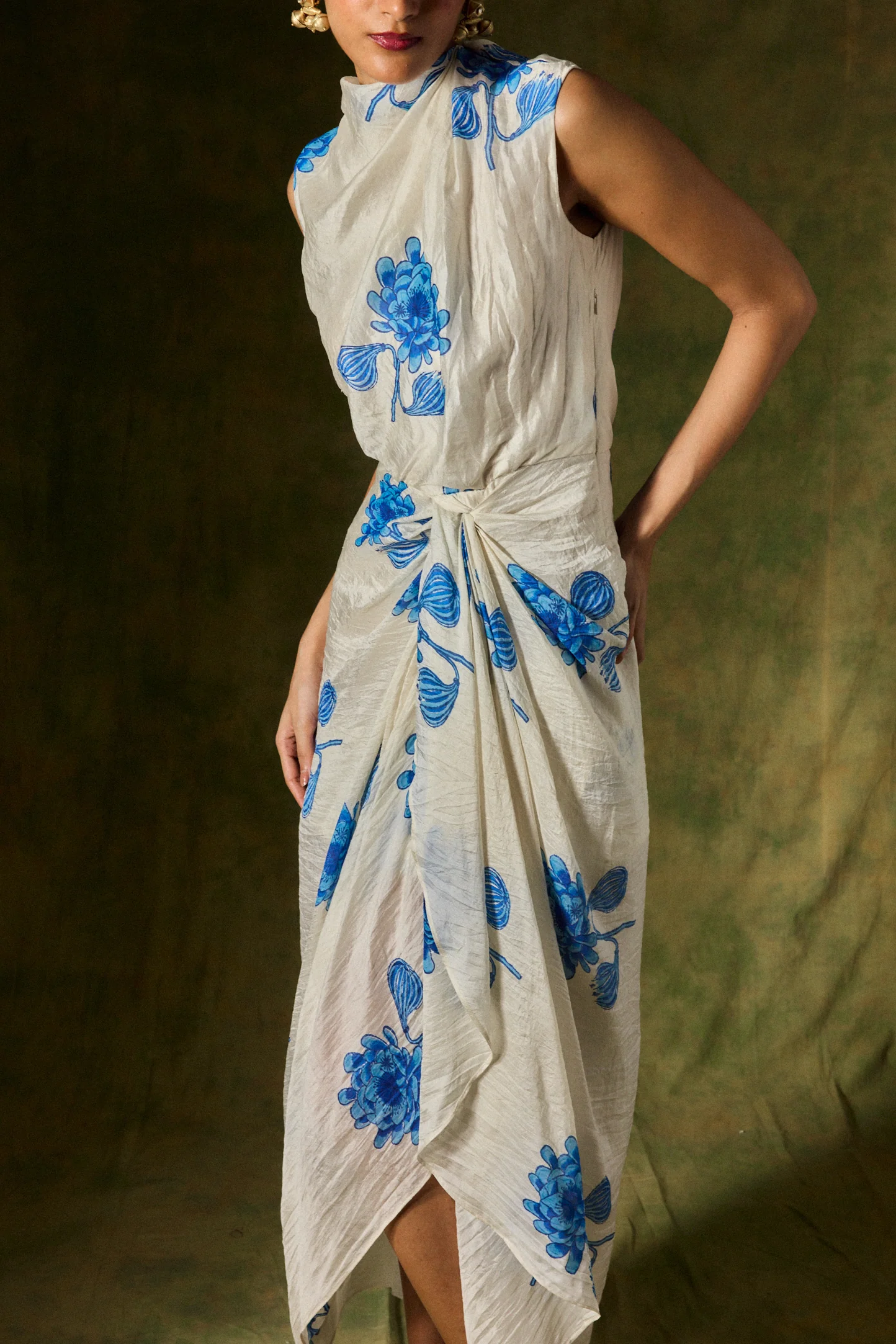 Fizah Silk Draped Dress - Image 3