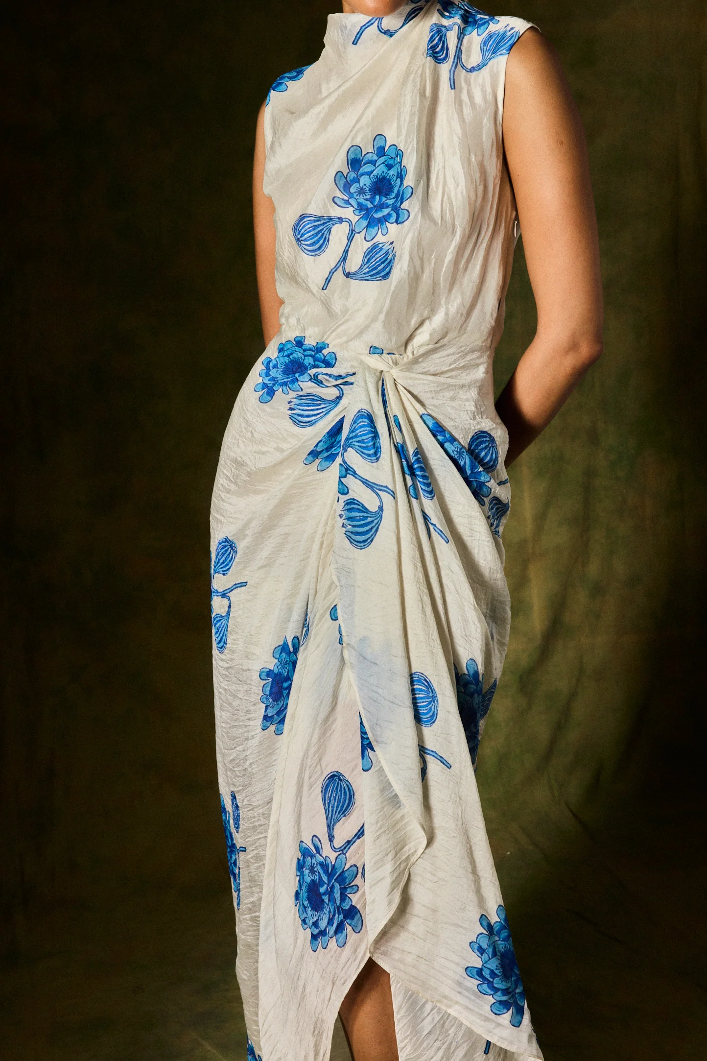 Fizah Silk Draped Dress - Image 4