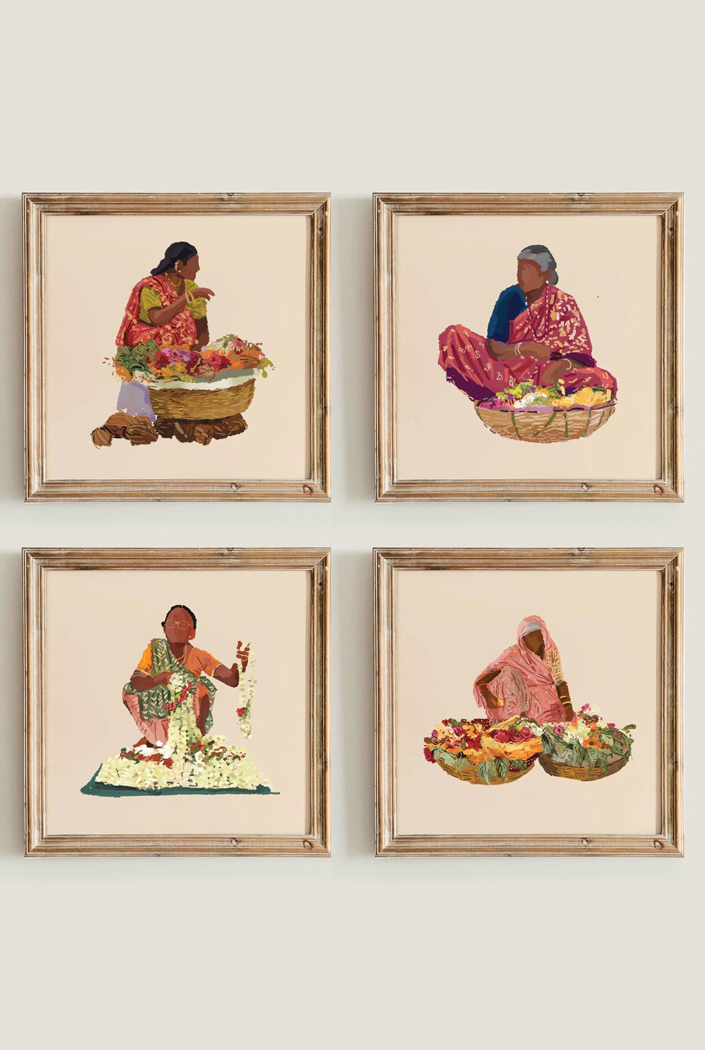 Flower Sellers Set 1 Art Print - Image 2