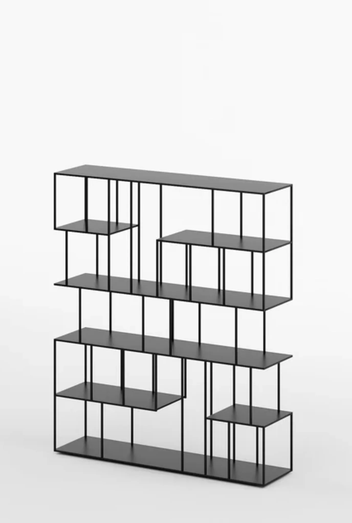 Geometric Grid Metal Bookshelf In Matt Black - Image 4