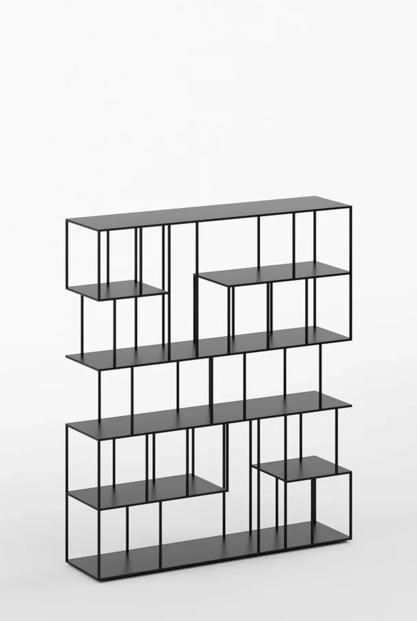 Geometric Grid Metal Bookshelf In Matt Black - Image 5