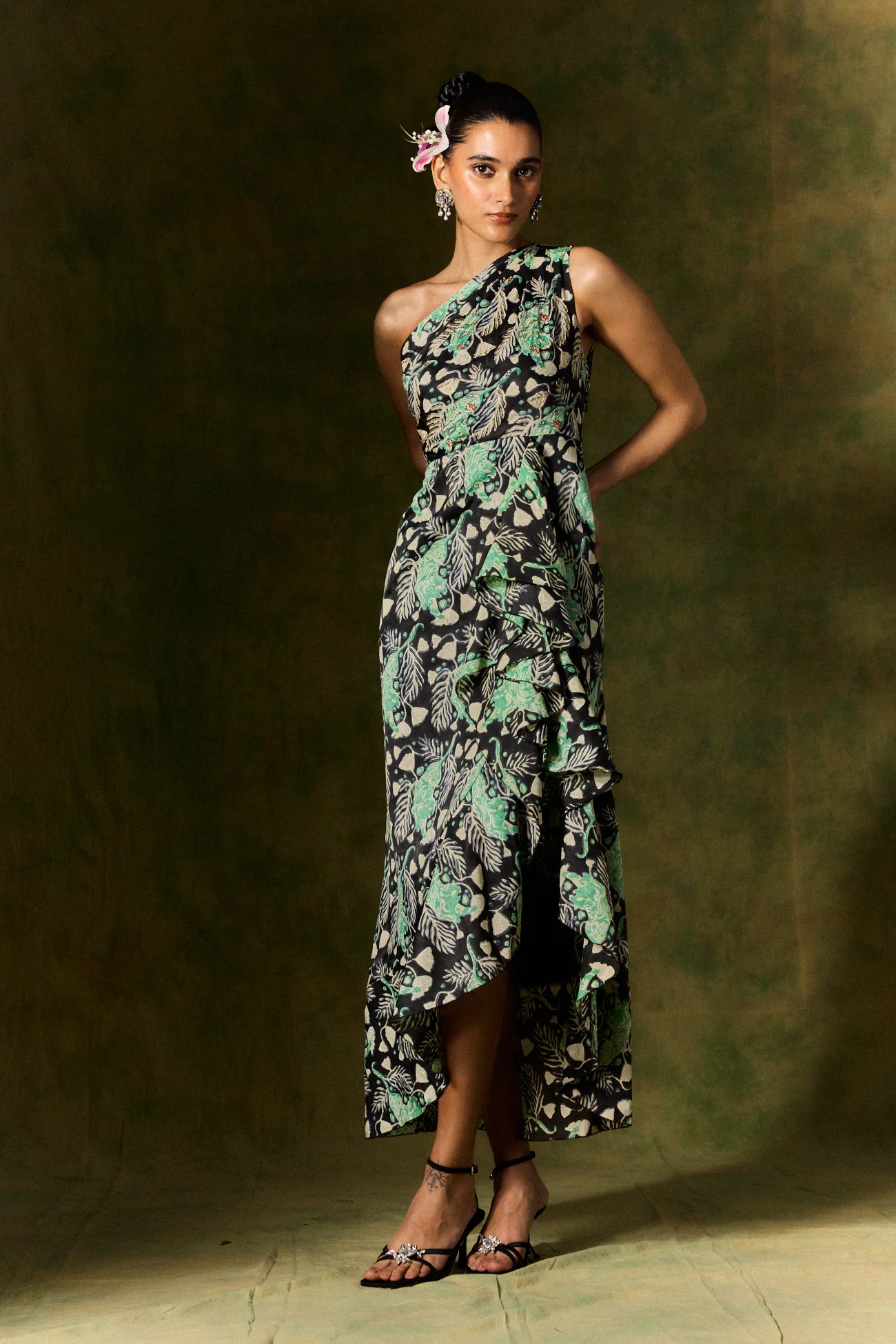 Gulsher One Shoulder Silk Dress