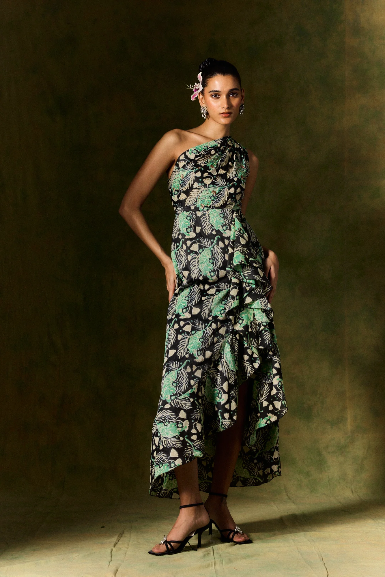 Gulsher One Shoulder Silk Dress - Image 4