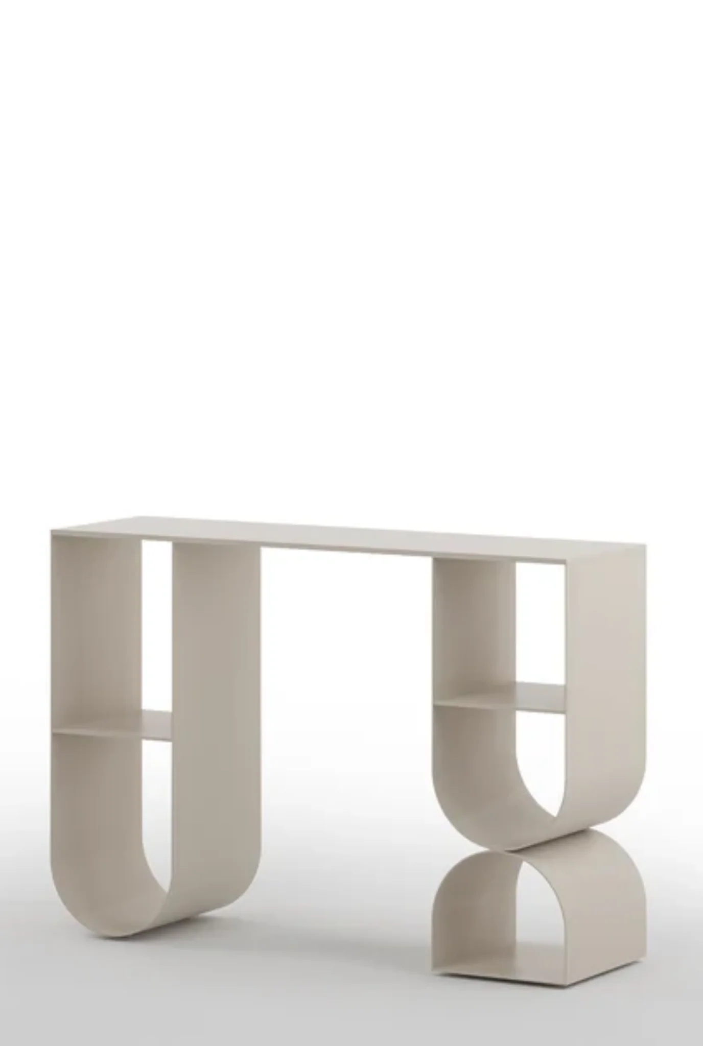 Japandi Entryway Accent Metal Console Table in Beige Colour - Image 5
