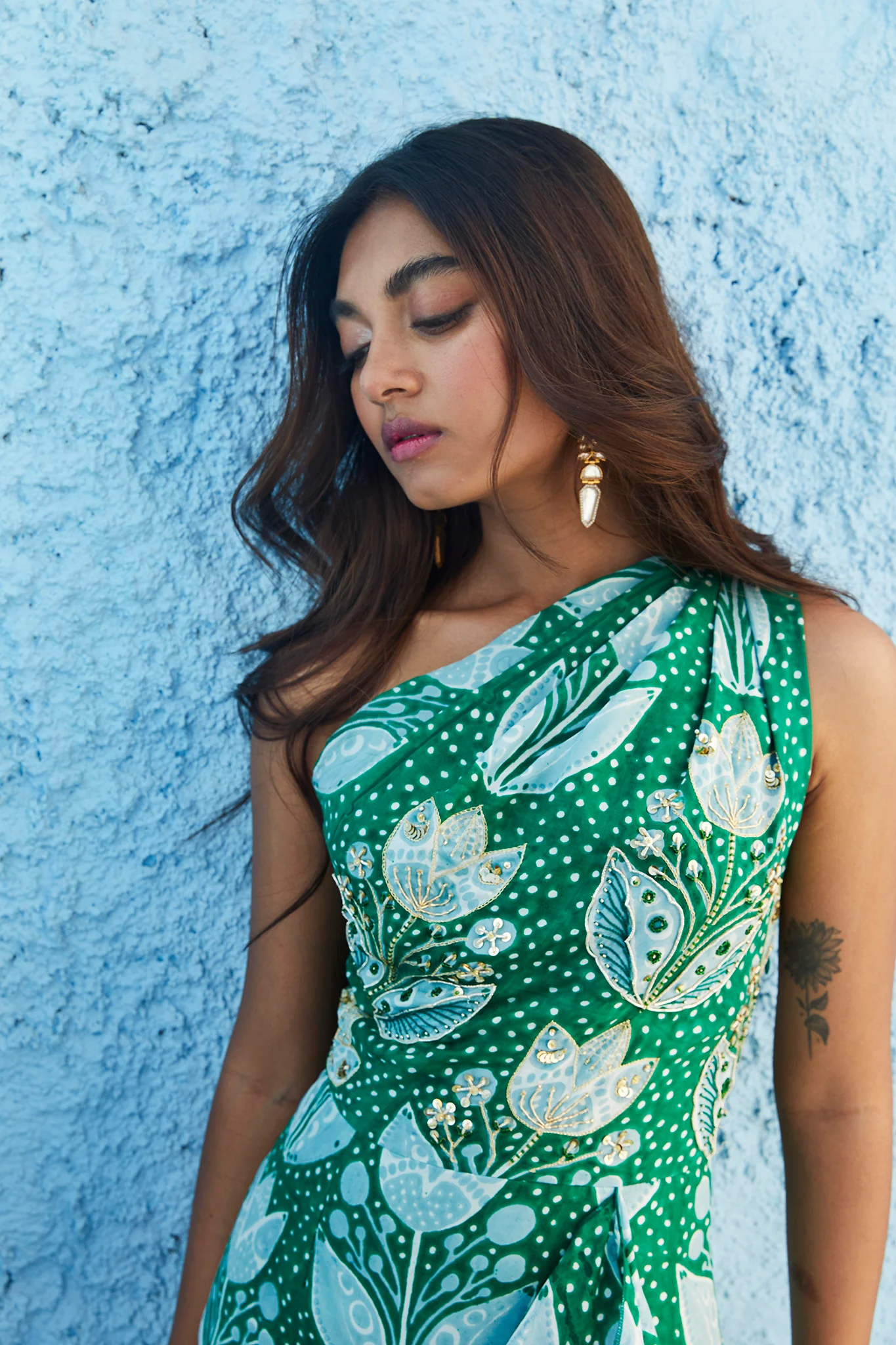 Junaina Silk One Shoulder Ruffle Dress - Image 6