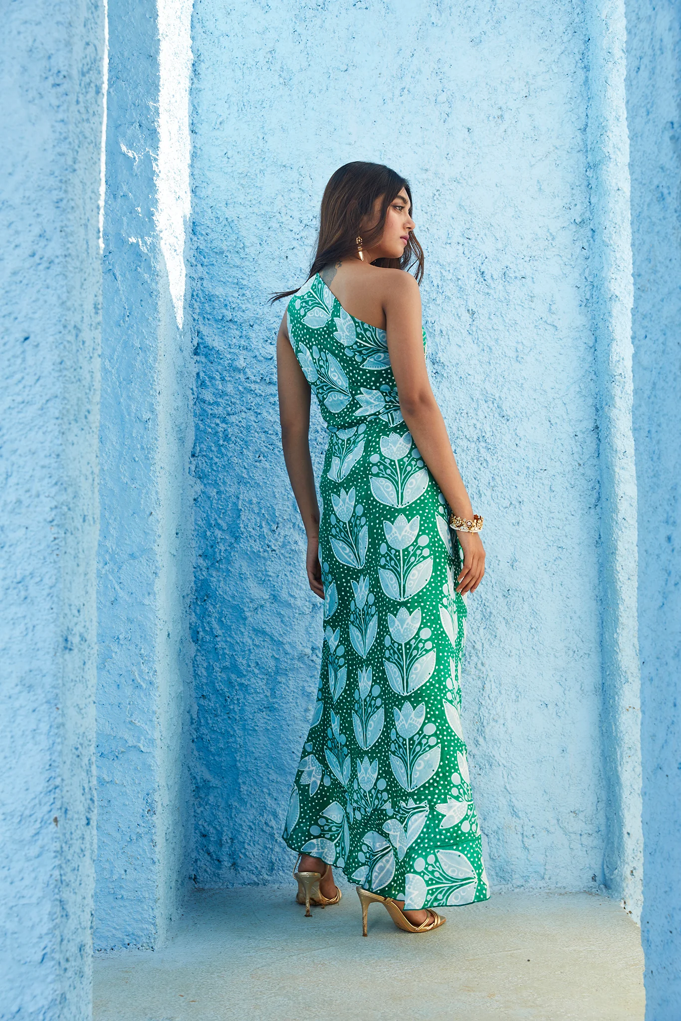 Junaina Silk One Shoulder Ruffle Dress - Image 7