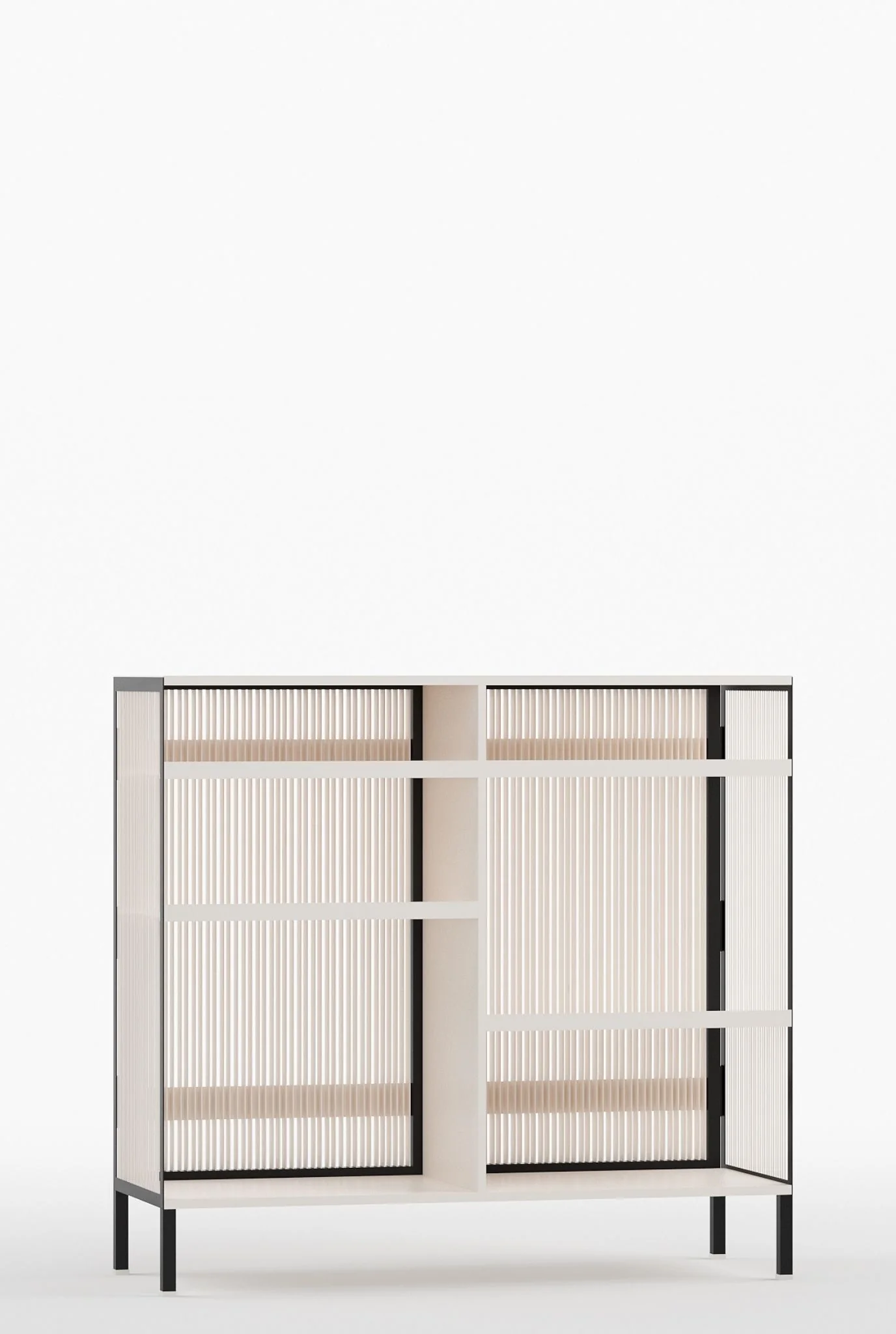 Metro Bar Metal Cabinet In Ivory and Matt Black - Image 3