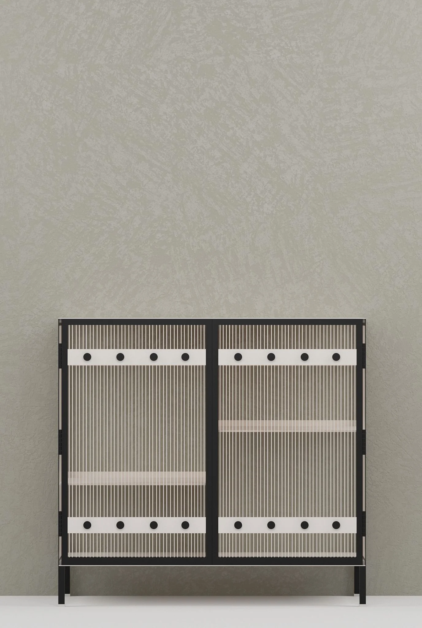 Metro Bar Metal Cabinet In Ivory and Matt Black - Image 4