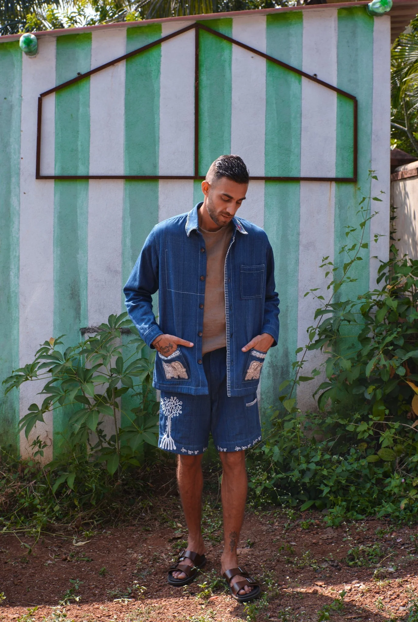 Neza Handloom Denim Shorts - Image 3