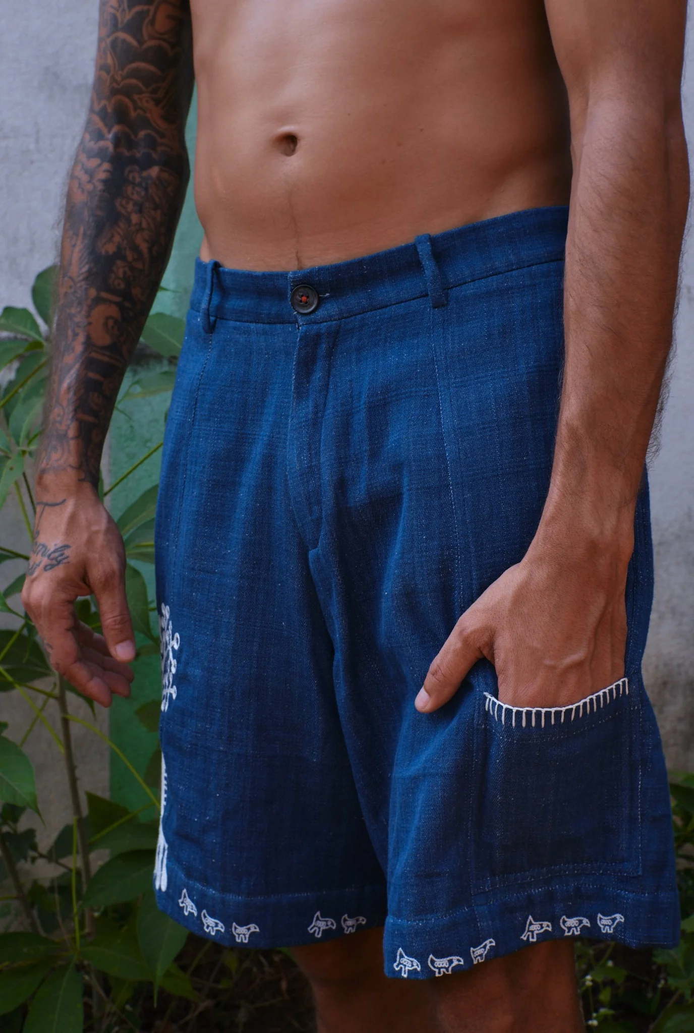 Neza Handloom Denim Shorts - Image 4