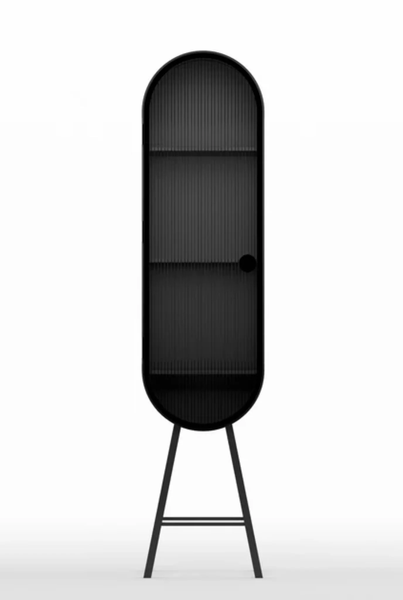 Oval Metal Cabinet with Internal Shelves for Storage/Bar in Matt Black/Oxford Blue - Image 10