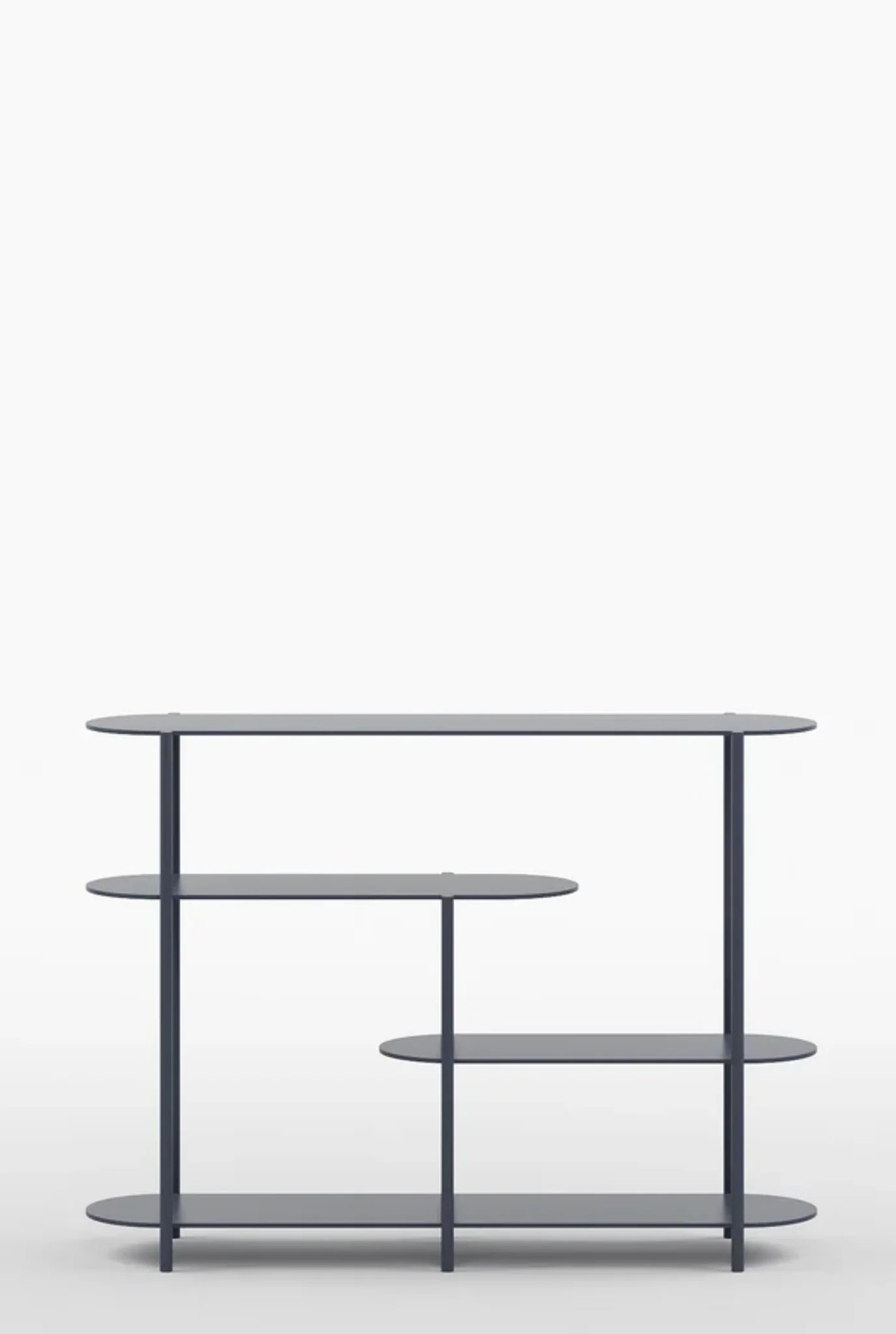 Oval Minimalist Modern Metal Console Entryway Table in Graphite Grey Colour - Image 5