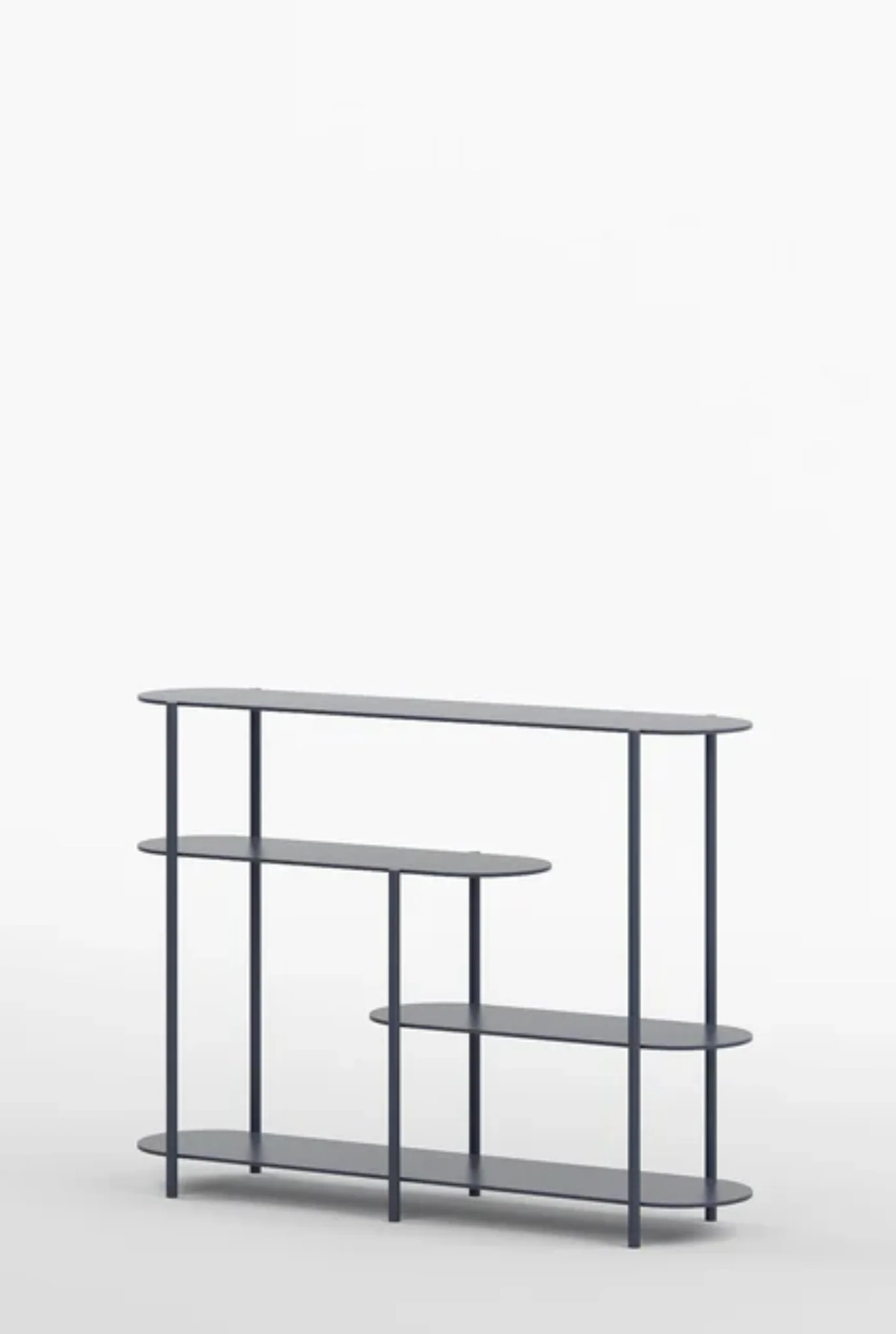 Oval Minimalist Modern Metal Console Entryway Table in Graphite Grey Colour - Image 6