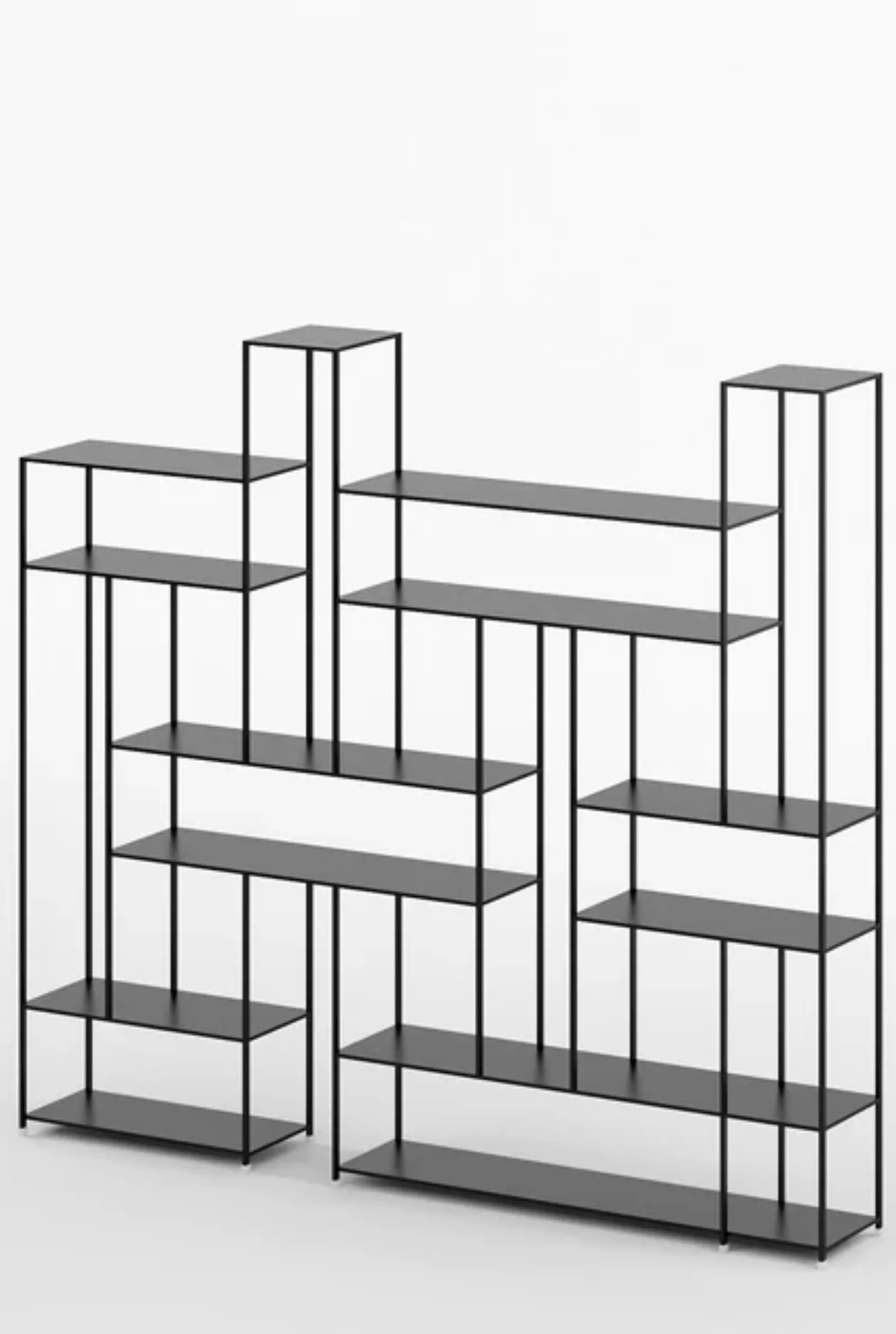 Puzzle Geometric Metal Bookshelf in Matt Black Colour with Multiple Tier - Image 2