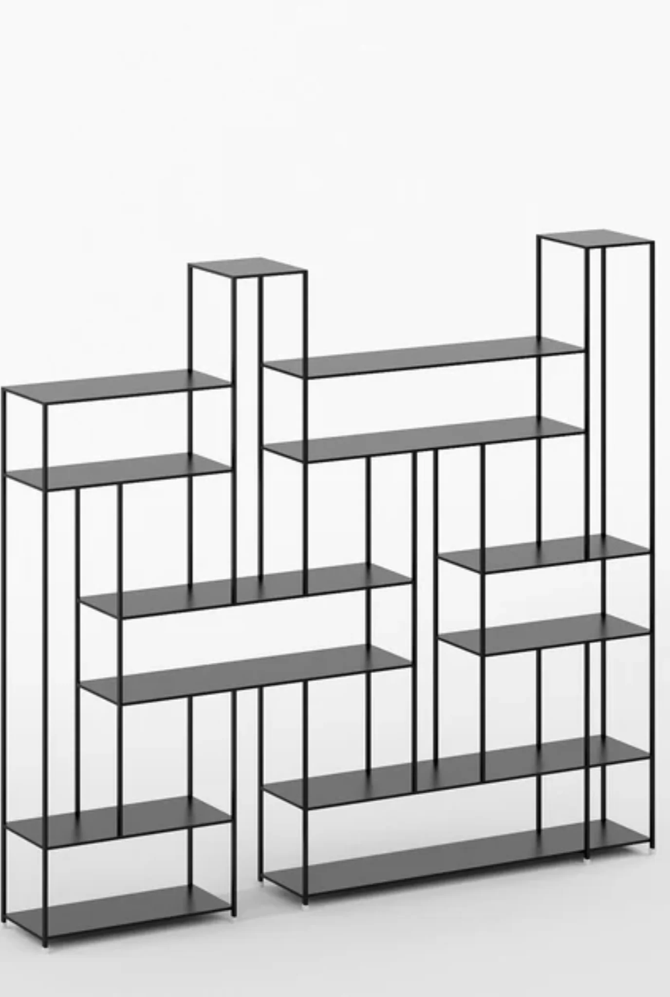 Puzzle Geometric Metal Bookshelf in Matt Black Colour with Multiple Tier - Image 5