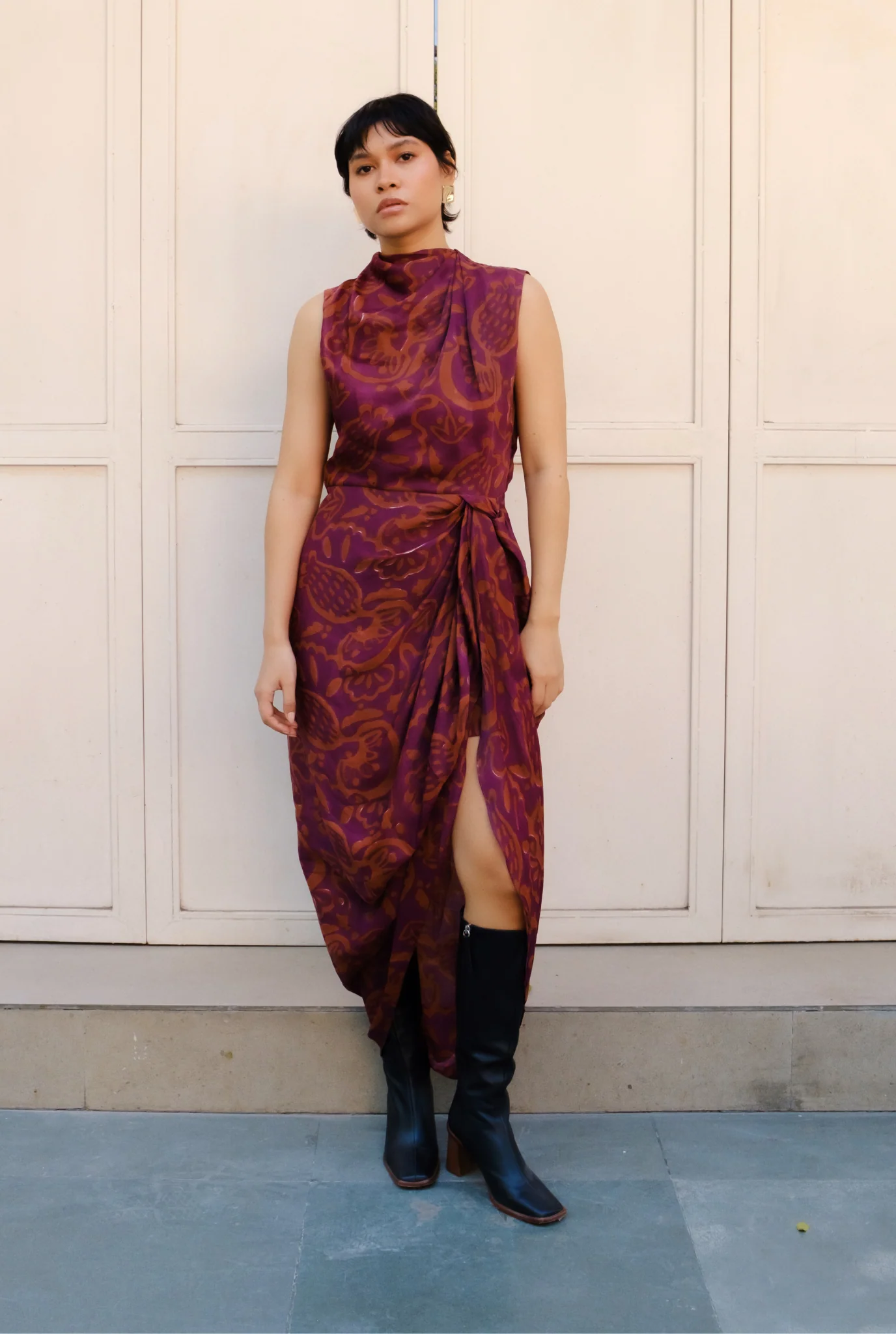 Saanjh Silk Draped Dress - Image 3