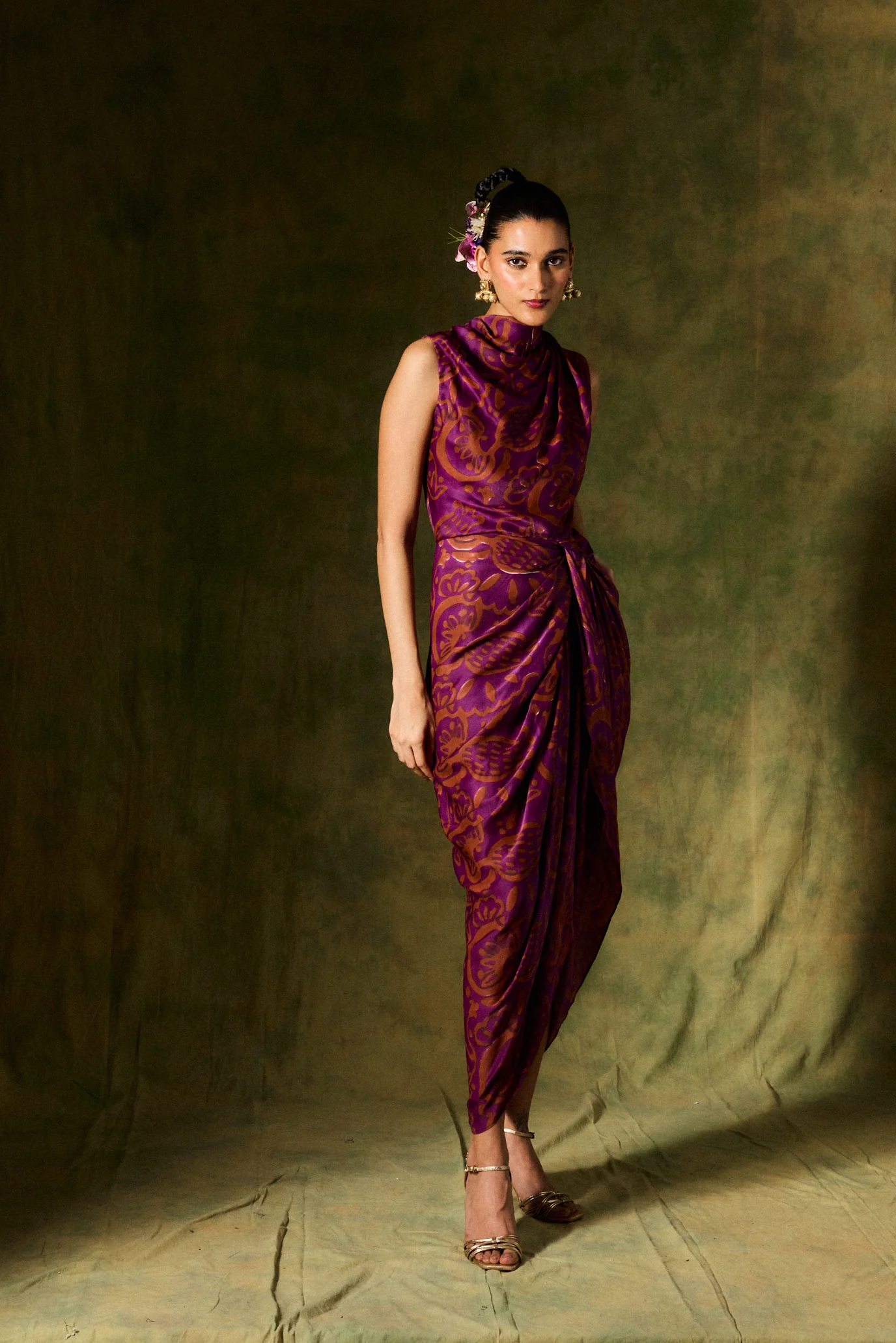 Saanjh Silk Draped Dress - Image 4