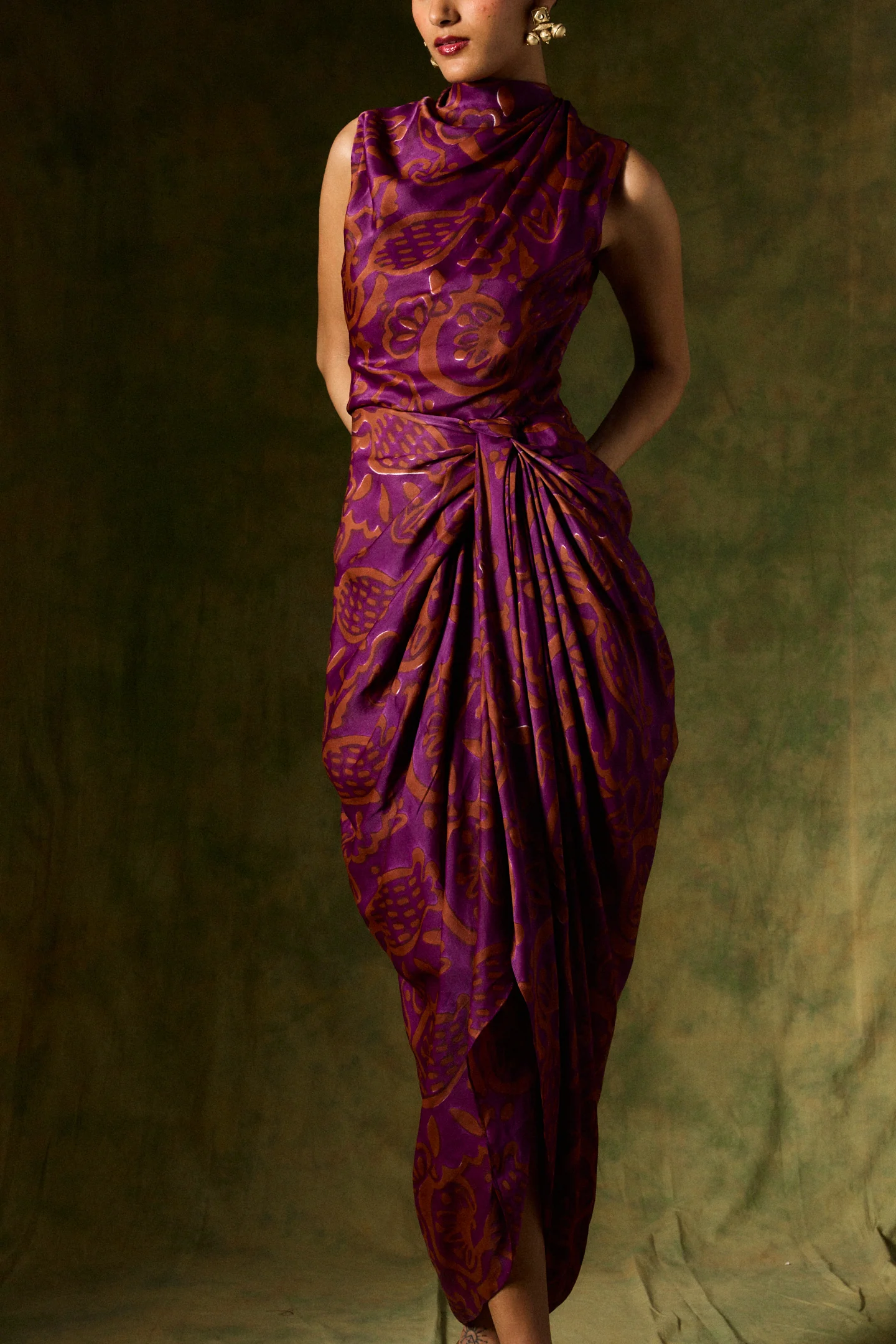 Saanjh Silk Draped Dress - Image 5