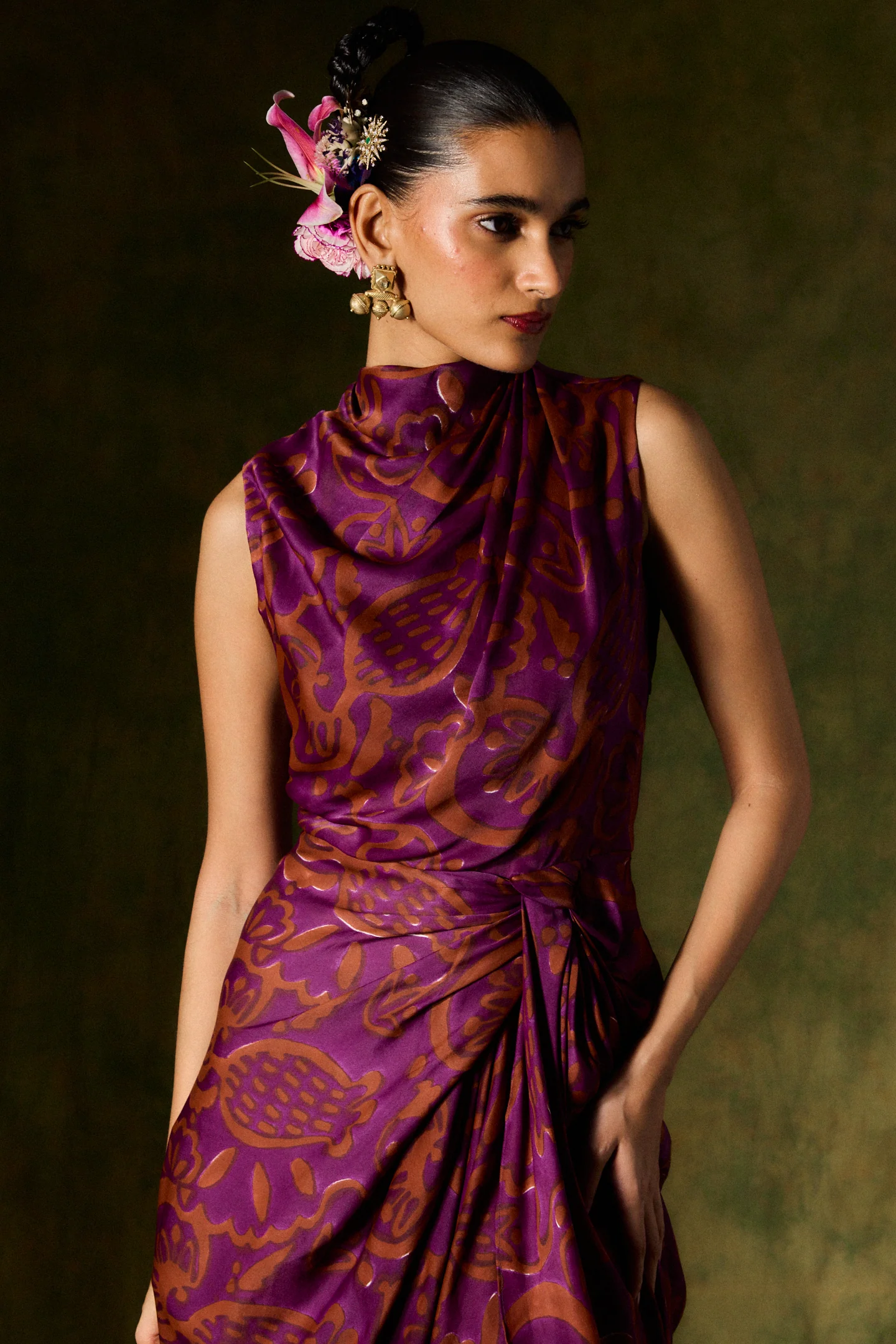 Saanjh Silk Draped Dress - Image 6
