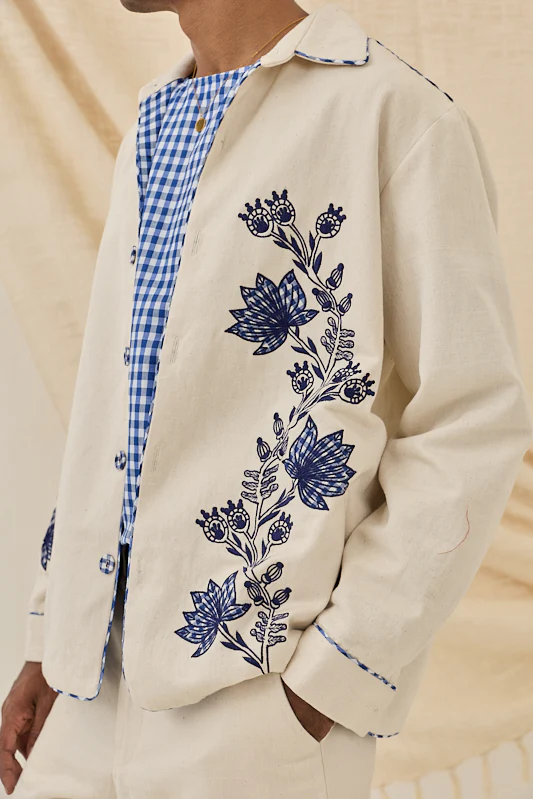 Saras Handloom Denim Jacket - Image 3