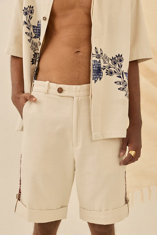 Saras Handloom Denim Shorts - Image 3