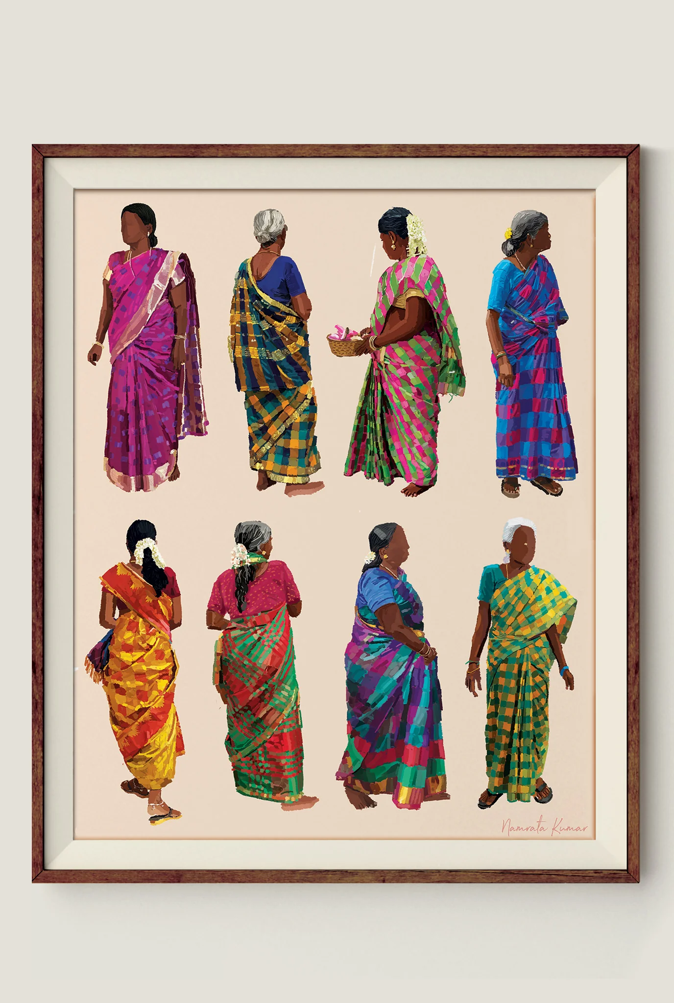 Saris Of The South Checked Art Print