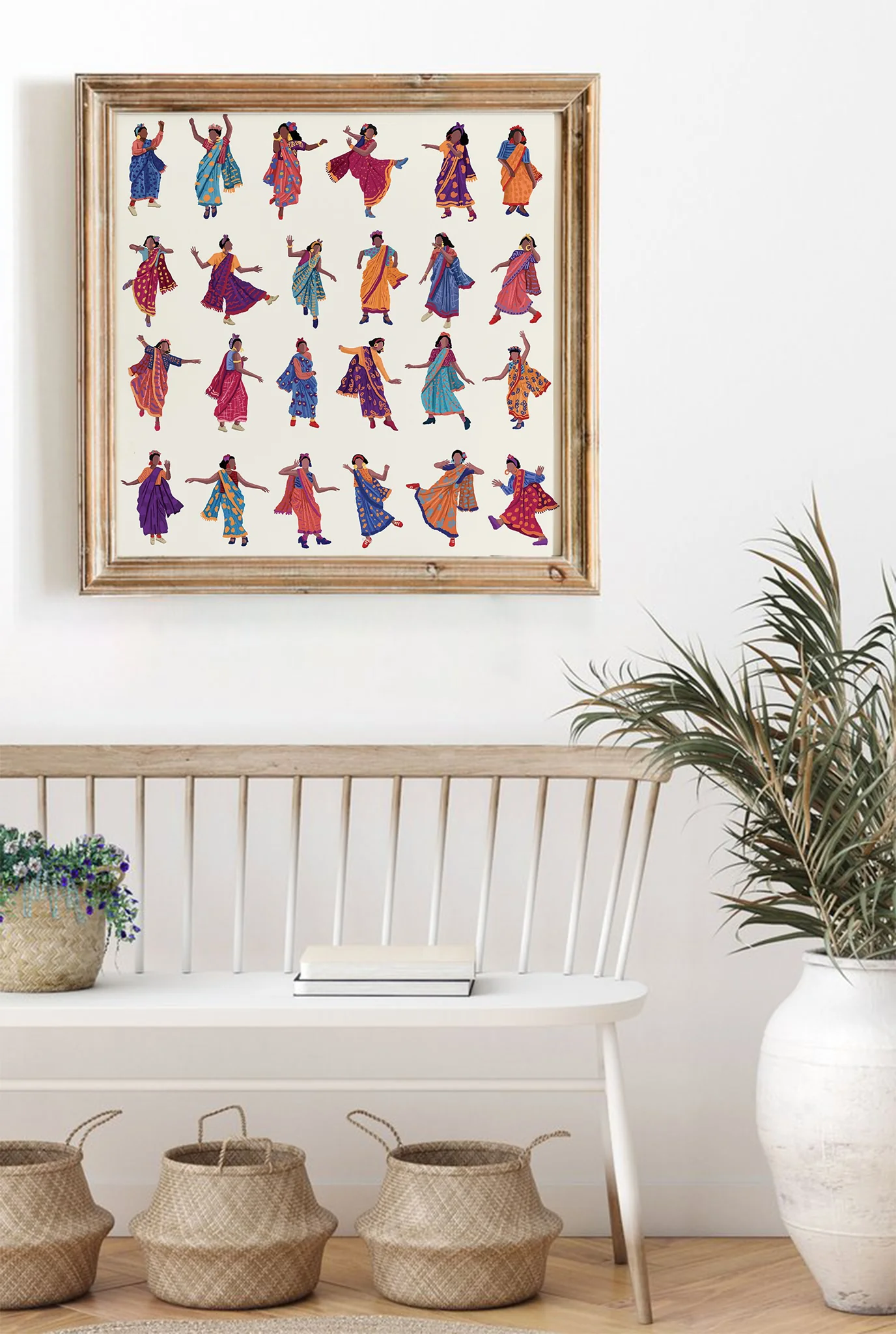 Swing In A Sari Art Print (Color 3)