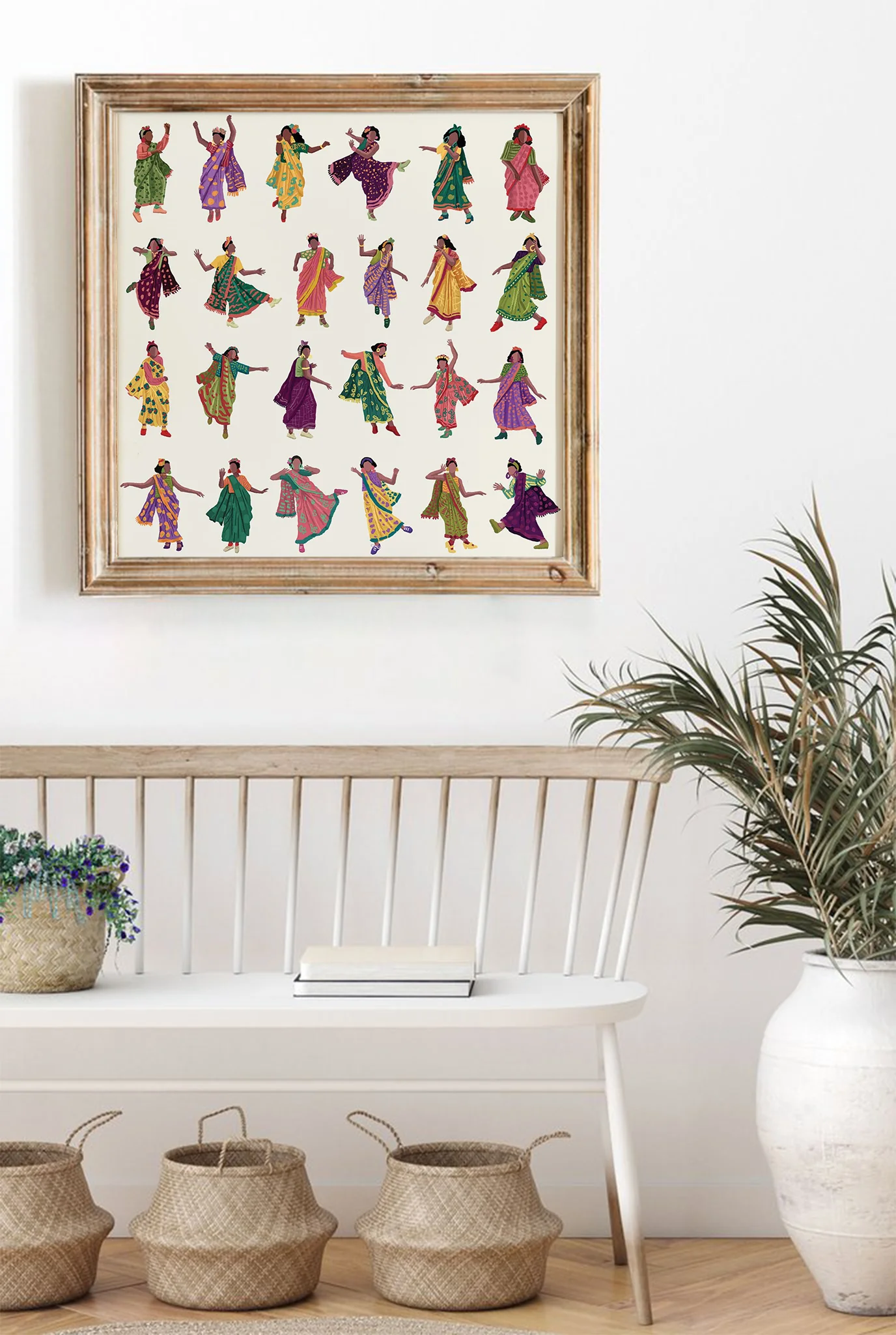 Swing In A Sari Art Print (Colour 4)