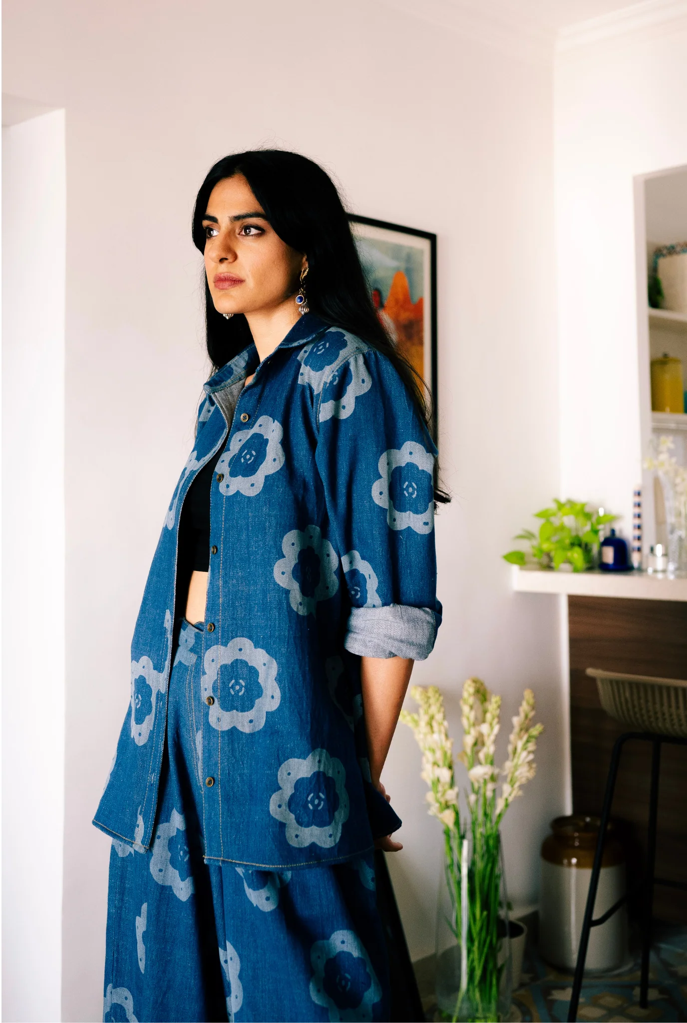 Viola Handwoven Denim Shirt - Image 3